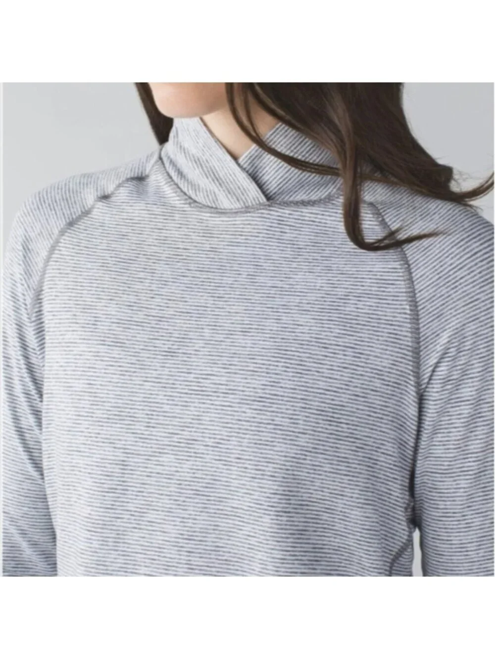 Lululemon Warm Your Core Long Sleeve Tee Tonka Stripe Heathered Slate White